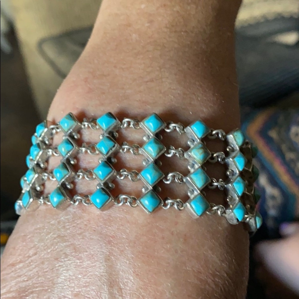 Sterling Silver turquoise stone vintage bracelet - Picture 6 of 8